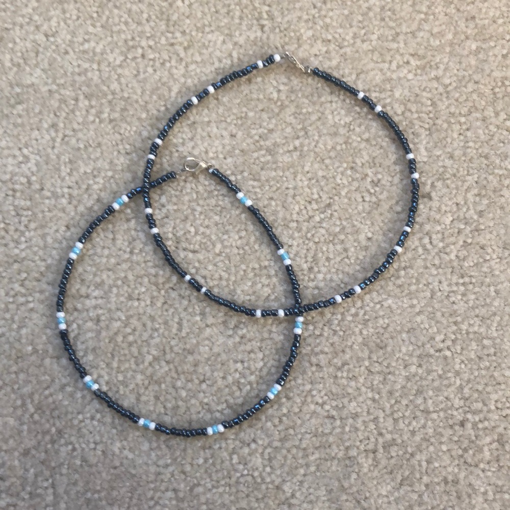 2 Black & White Seed Bead Chokers